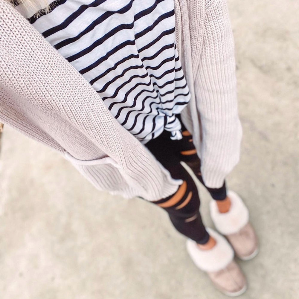 Cutout Yoga Leggings High Waisted Ripped Pants Sports Workout Skinny Tights
